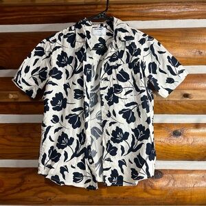 Old Navy Boys Navy and White Floral Shirt L10-12